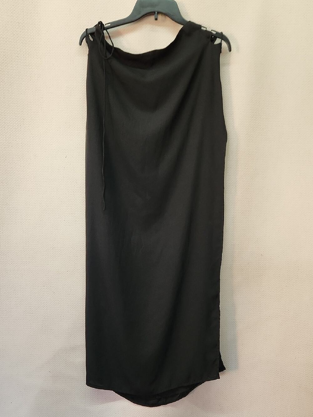 White Fox Boutique Black Midi Skirt with Shoulder Tie